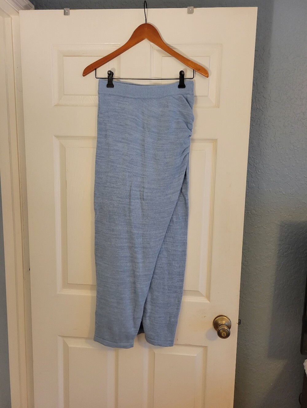 l*space Powder Blue Sweater Knit Maxi Skirt with Deep Side Slit Size Small